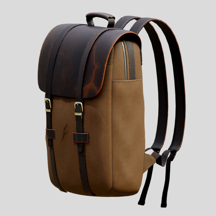 Canvas Backpack Low-poly 3D model_3