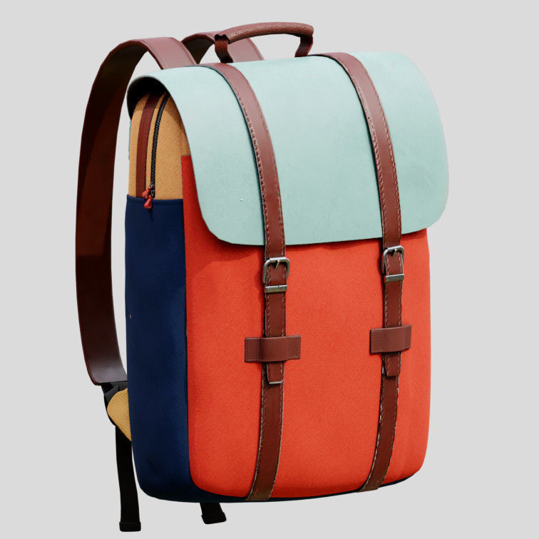 Canvas Backpack Low-poly 3D model_4