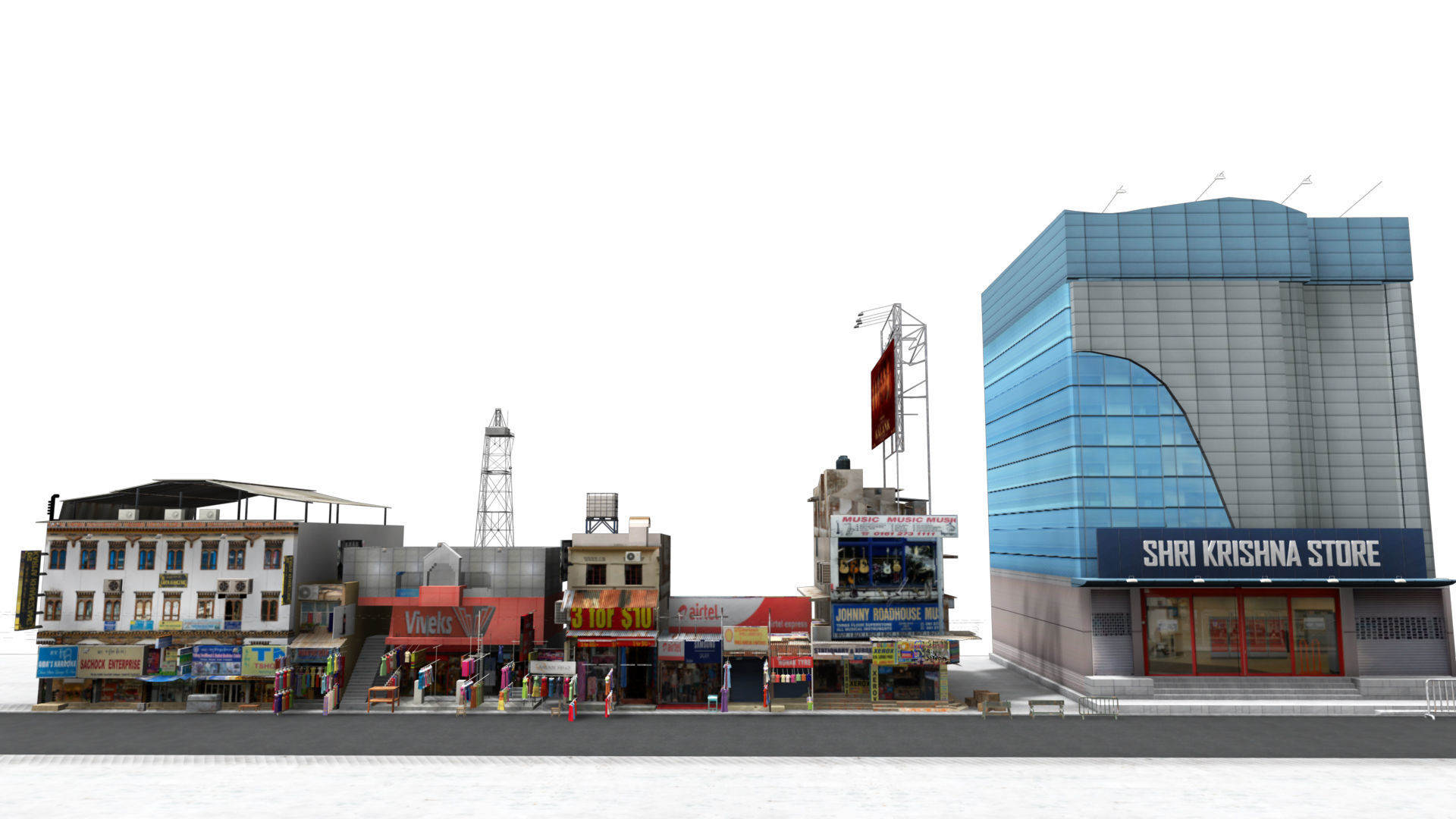 market bazaar street road 3d model 3D model_74