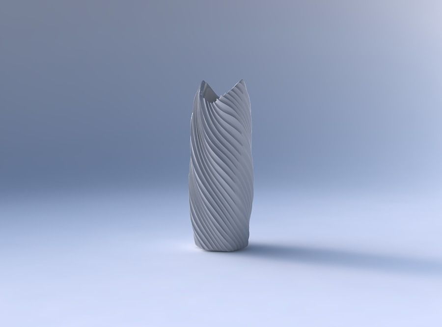 Vase twisted double arc hexagon with extruded vertical lines 2 3D print model_4