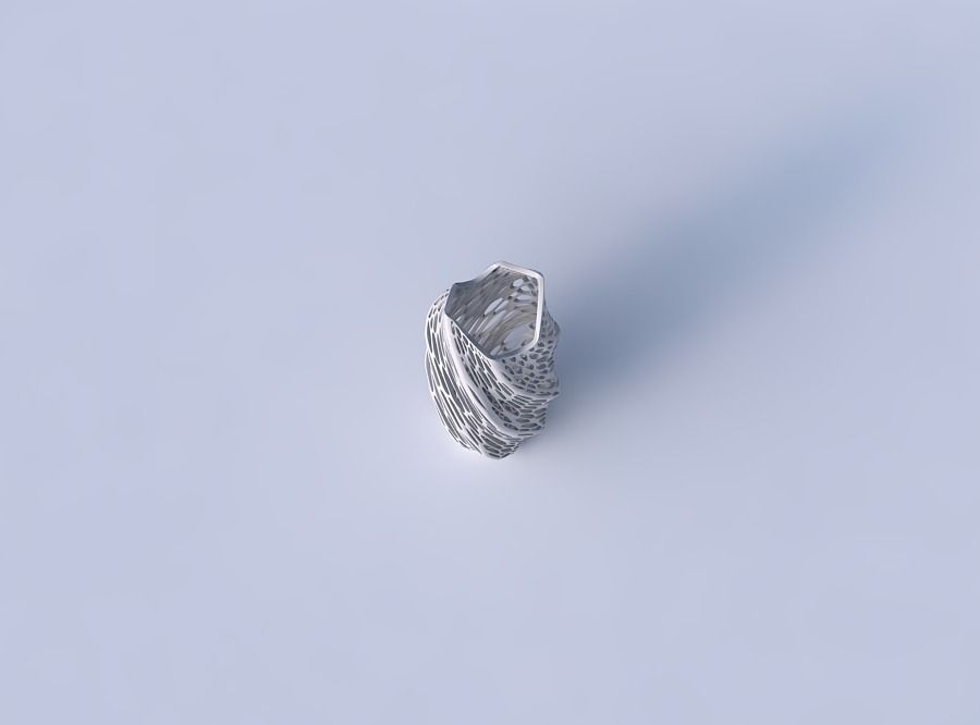 Vase twisted double arc hexagon with fine organic lattice 3D print model_2