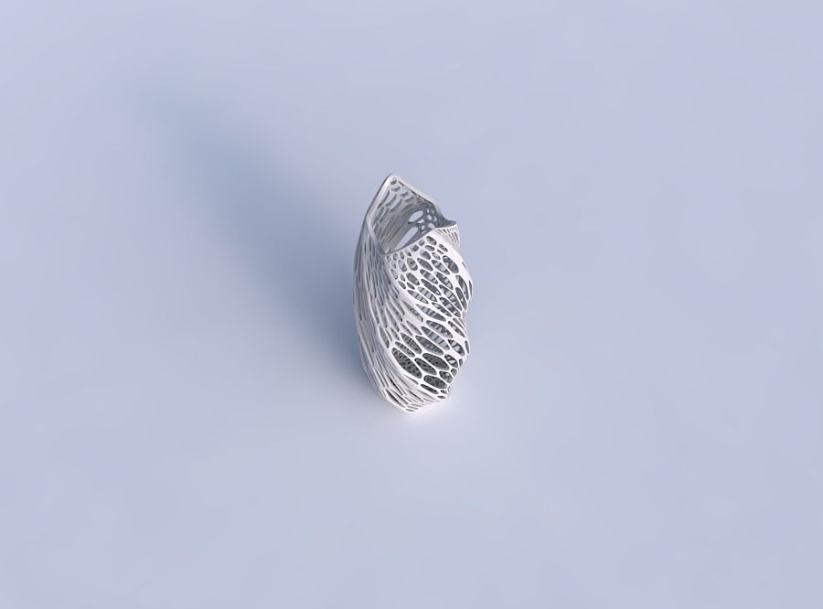 Vase twisted double arc hexagon with fine organic lattice 3D print model_1