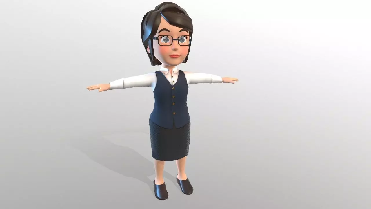 Cartoon Style Teacher - Secretary - Female Low-poly 3D model