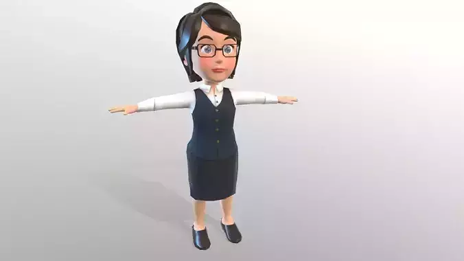 Cartoon Style Teacher - Secretary - Female Low-poly 3D model