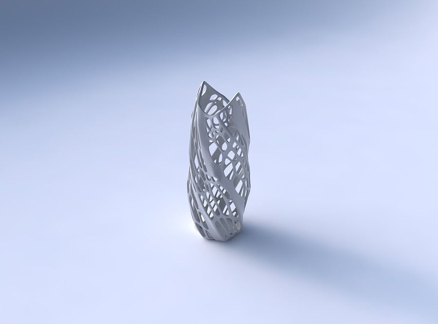 Vase twisted double arc hexagon with organic lattice with sol... 3D print model_3