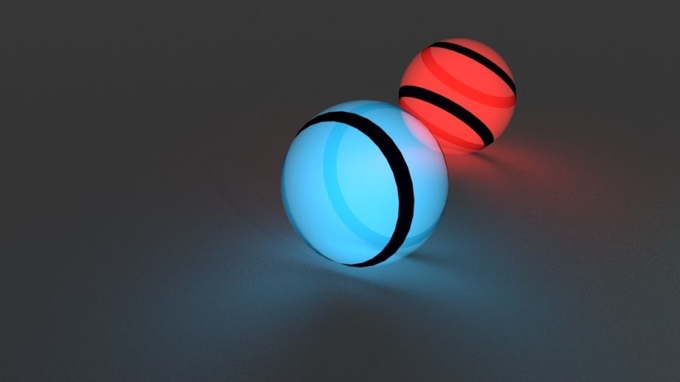 Coloured Stripped Balls 3D model_1