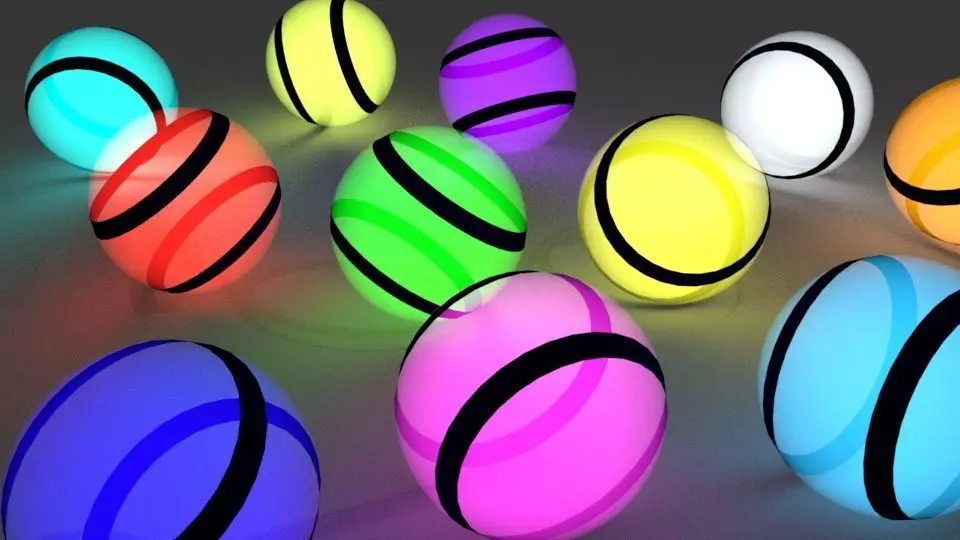 Coloured Stripped Balls 3D model_0