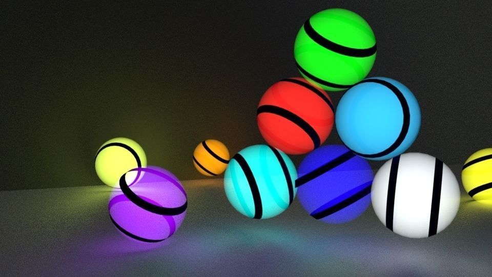 Coloured Stripped Balls 3D model_3
