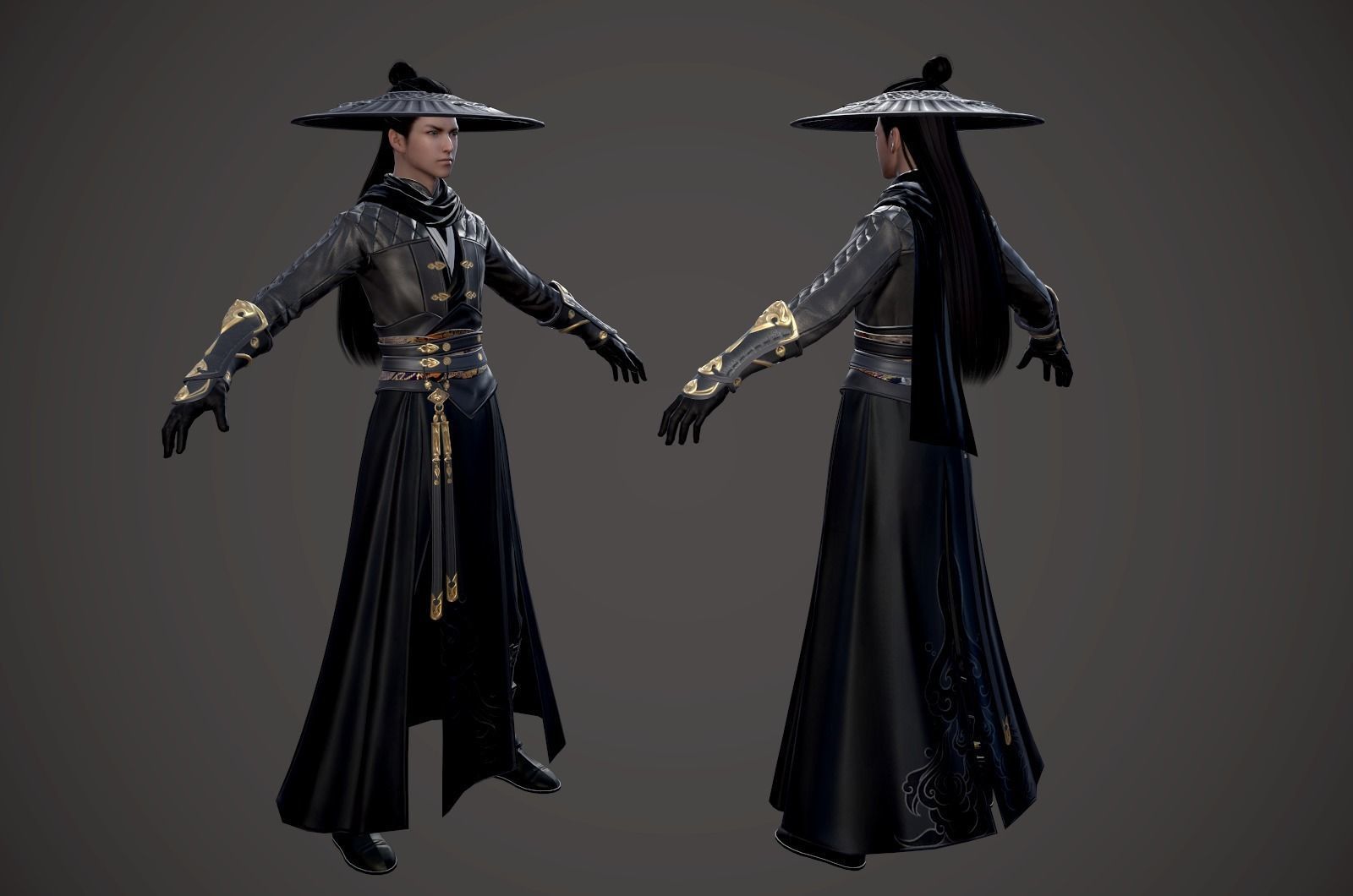 Ancient Chinese swordsman chivalrous expert Hanfu 3D asset