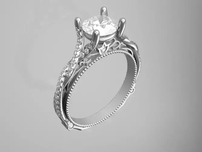 1CT center stone engagement ring