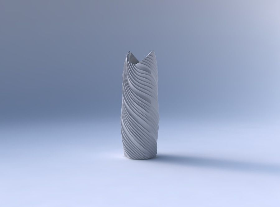 Vase twisted double arc hexagon with twisted extruded lines 3D print model_4