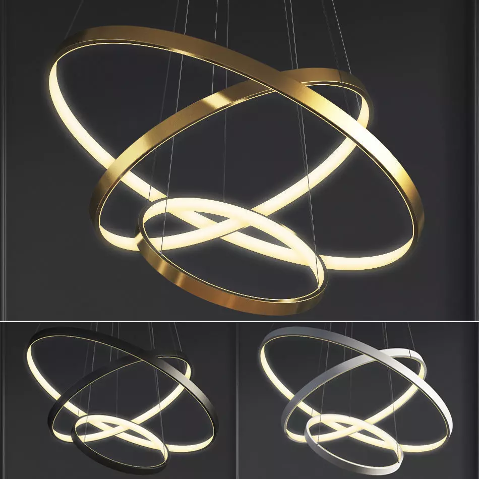 Modern Chandeliers Rings 3D model_0