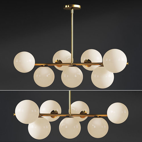 Sphere Stem 7 Light Chandelier Westelm 3D model