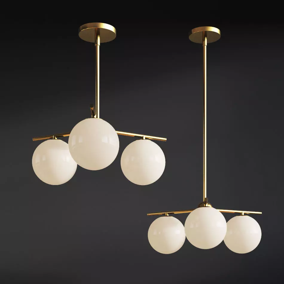 Sphere Stem 3 Light Chandelier Westelm 3D model