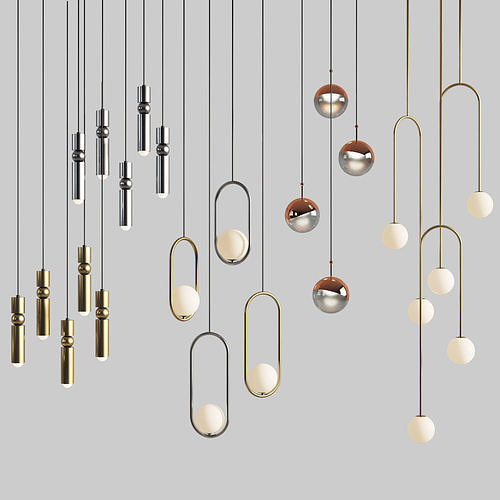 Four Hanging Light Set 01 3D model