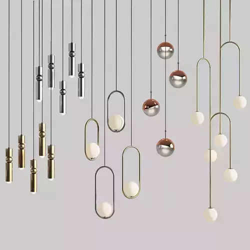 Four Hanging Light Set 01 3D model