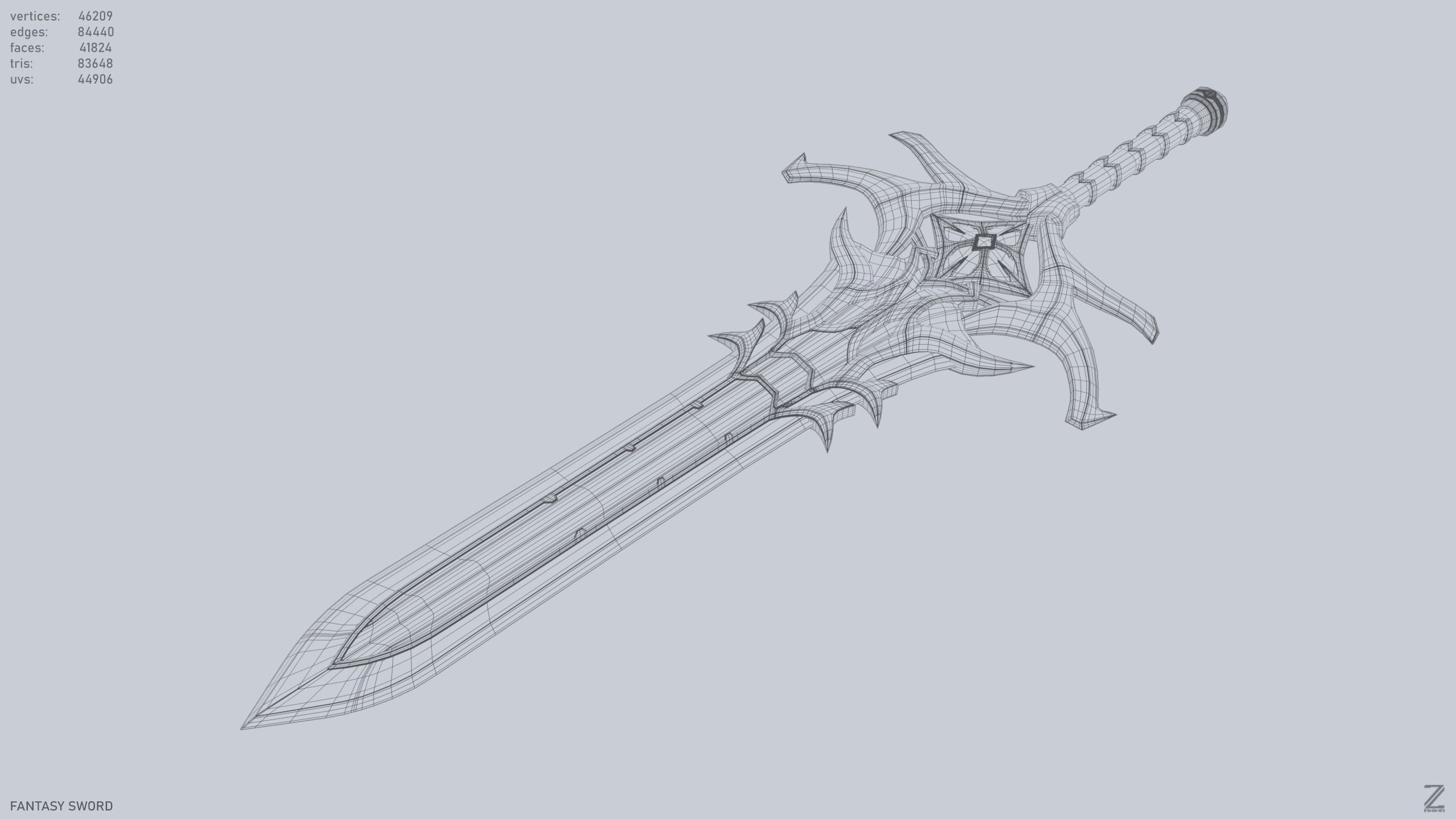Fantasy Sword Low-poly 3D model_13