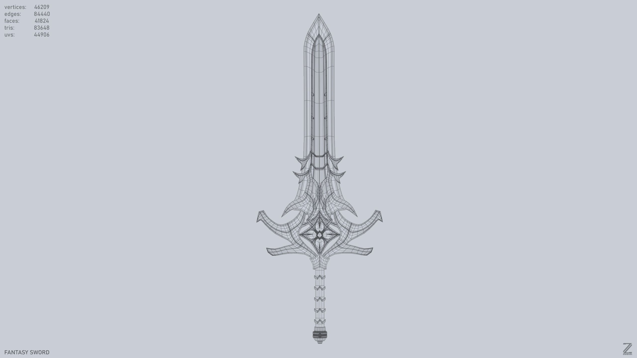 Fantasy Sword Low-poly 3D model_8