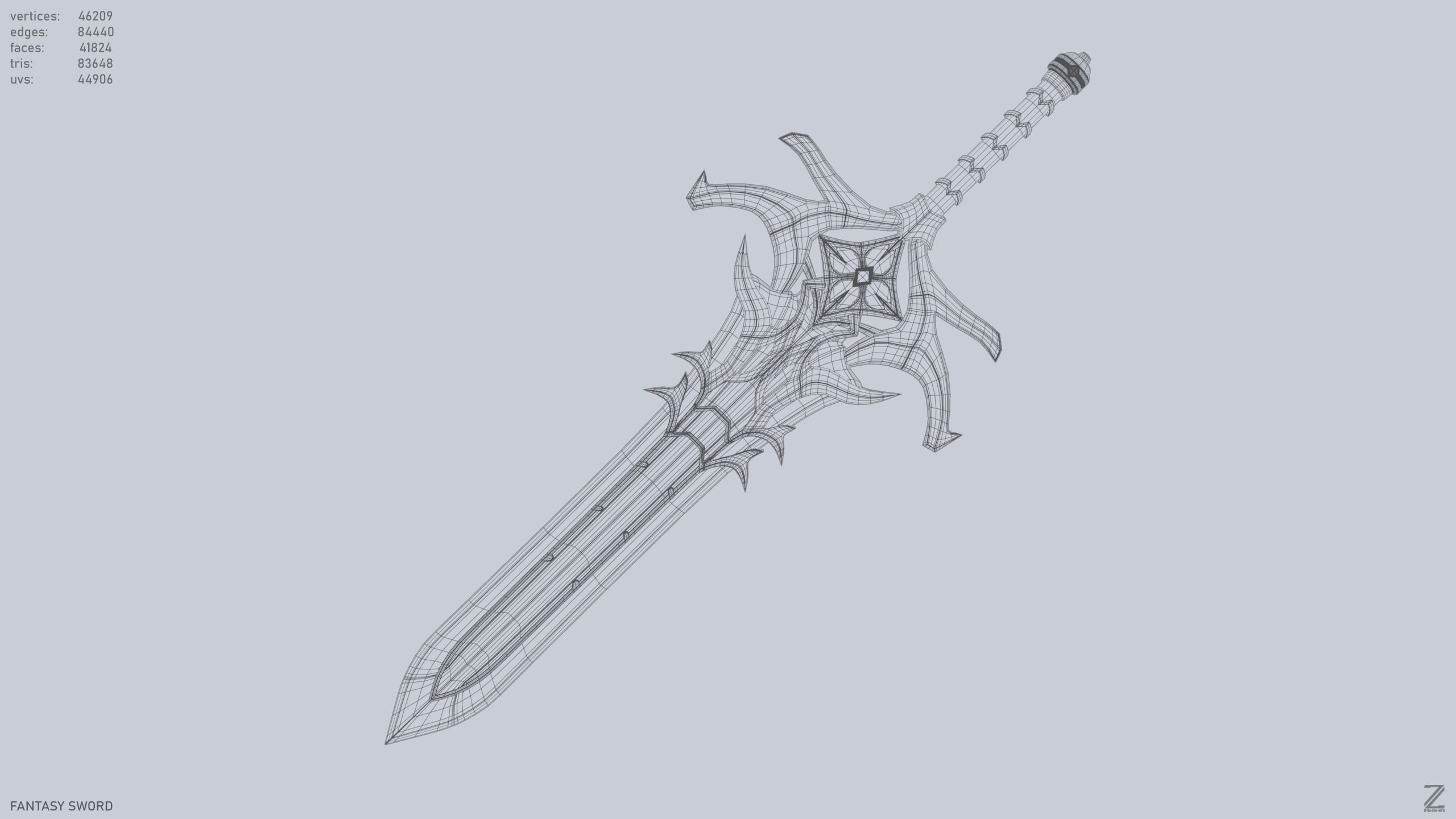 Fantasy Sword Low-poly 3D model_14