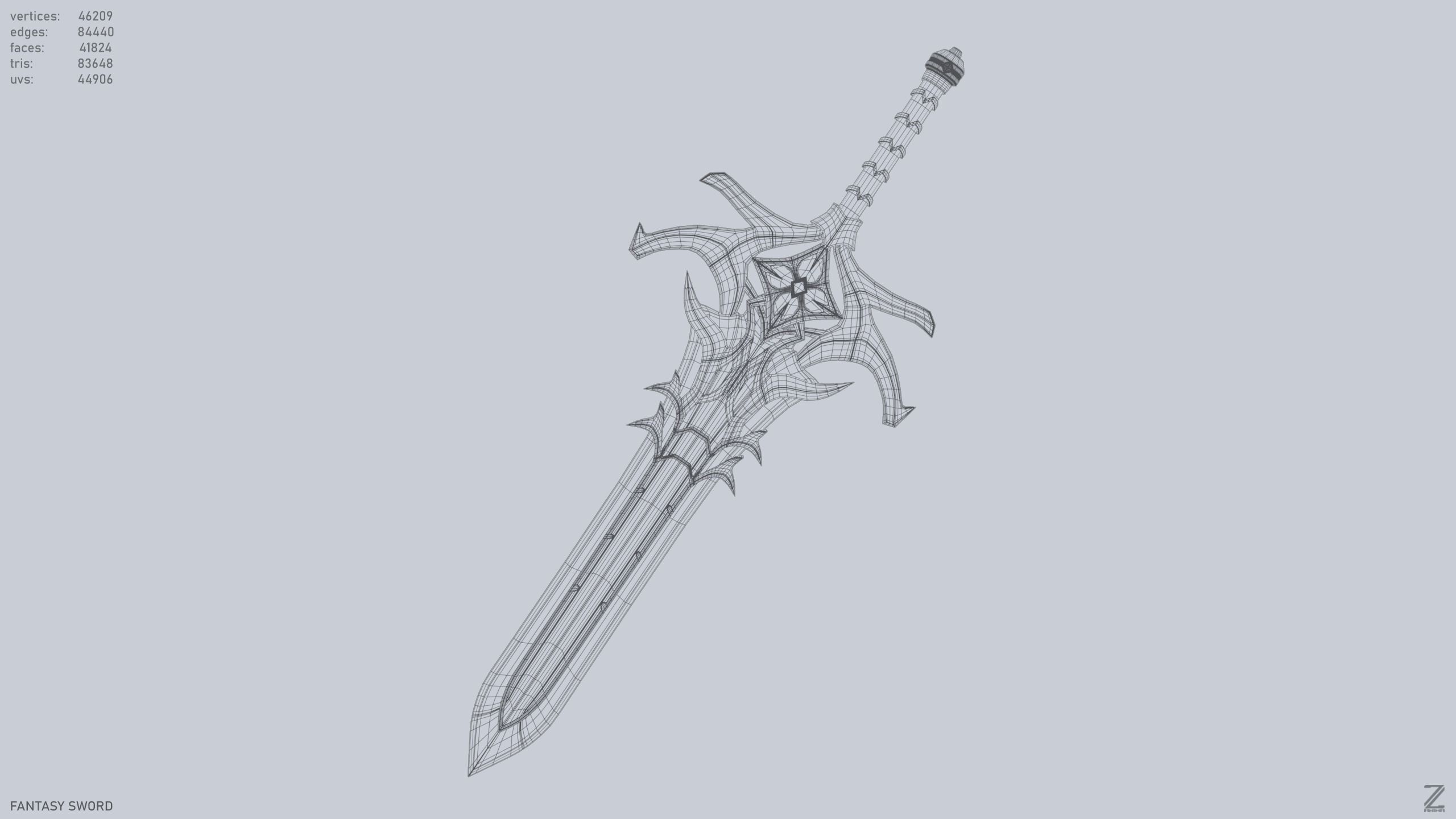 Fantasy Sword Low-poly 3D model_12