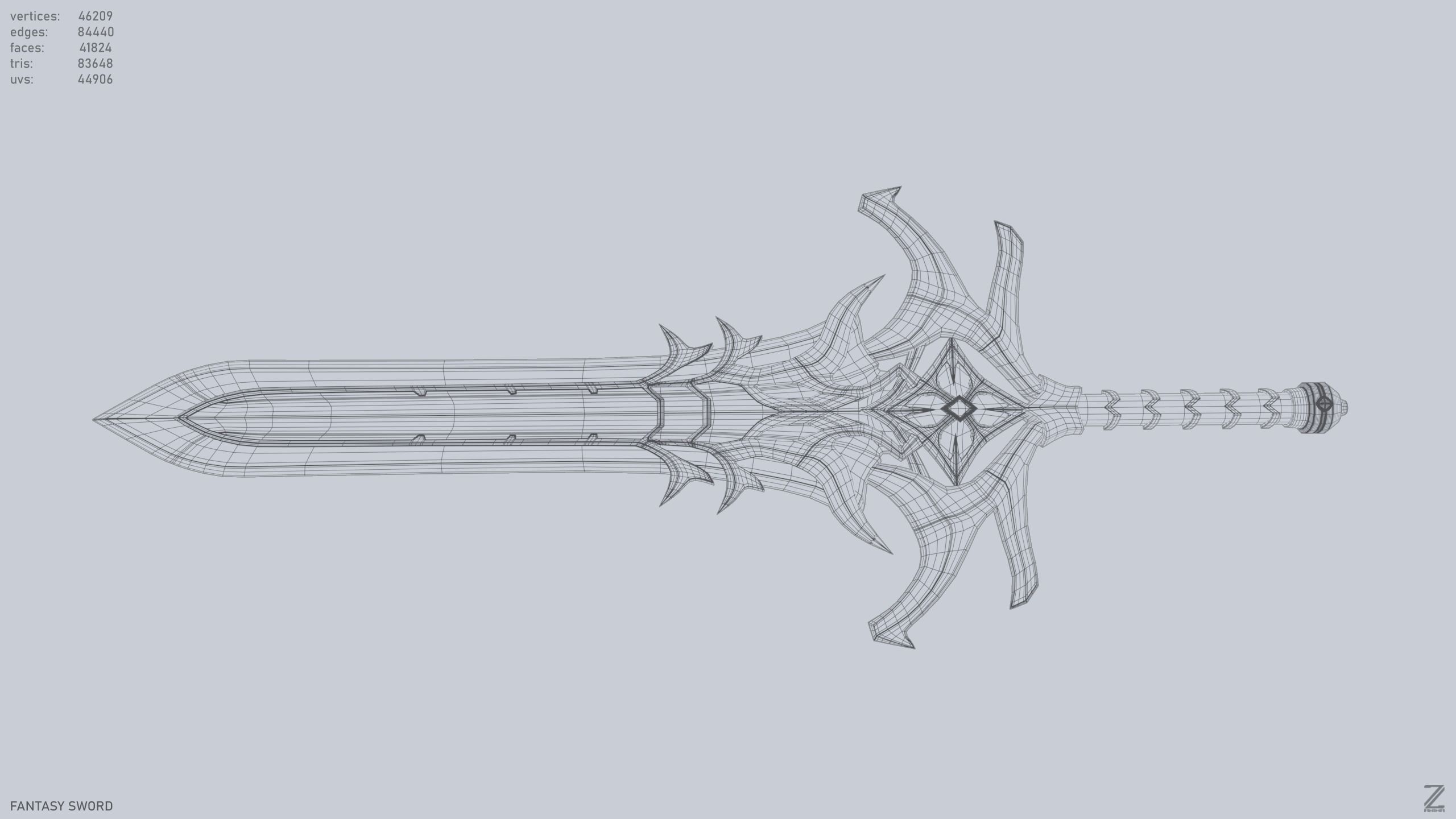 Fantasy Sword Low-poly 3D model_9