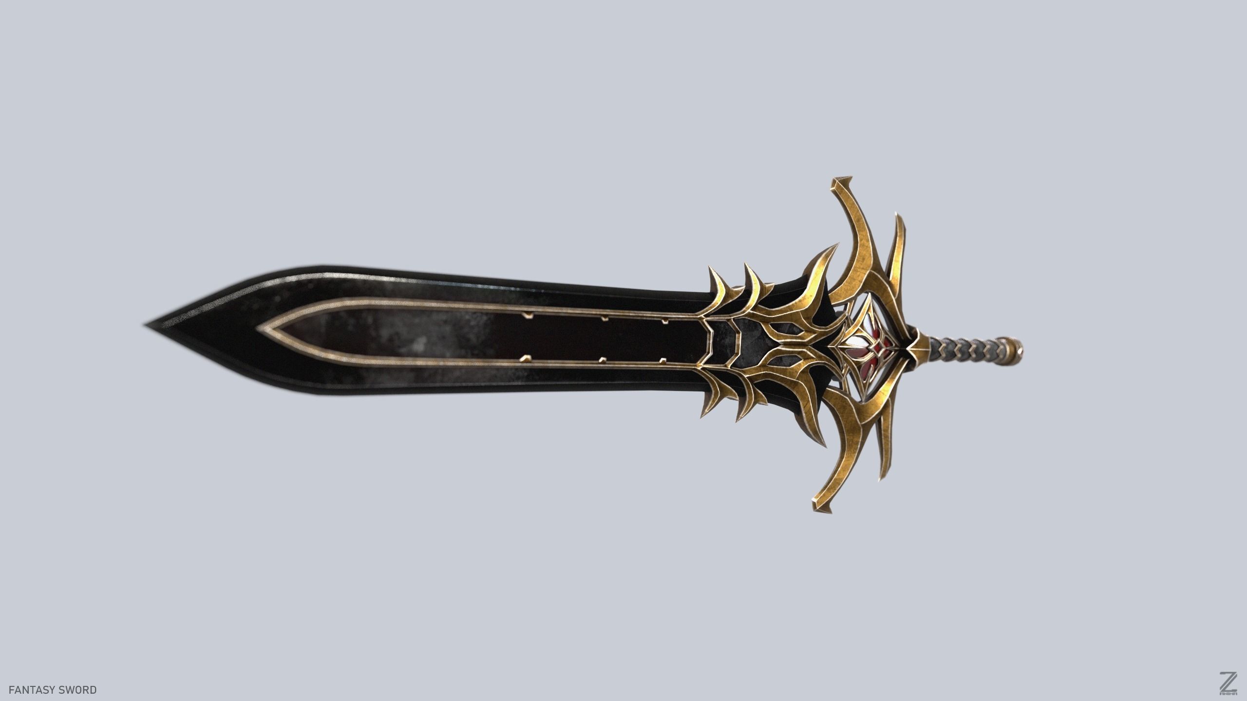 Fantasy Sword Low-poly 3D model_11
