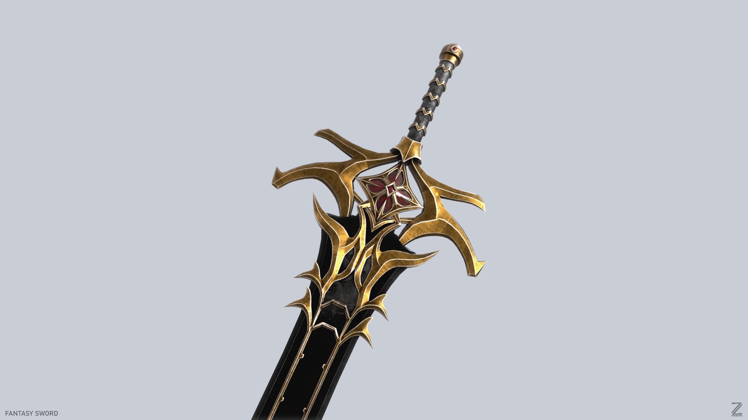 Fantasy Sword Low-poly 3D model_6