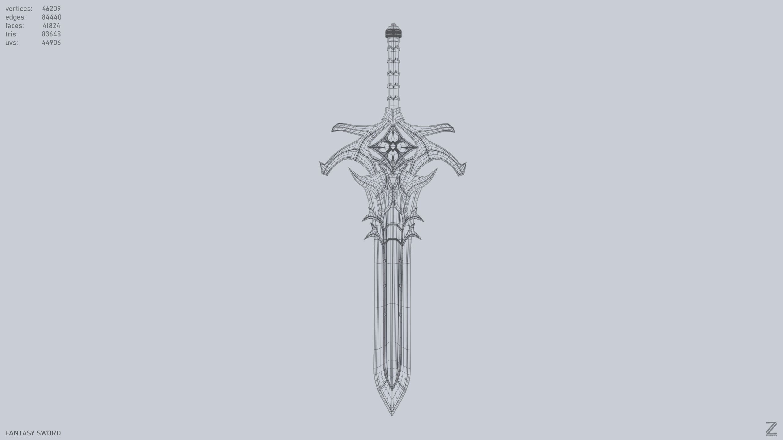 Fantasy Sword Low-poly 3D model_10