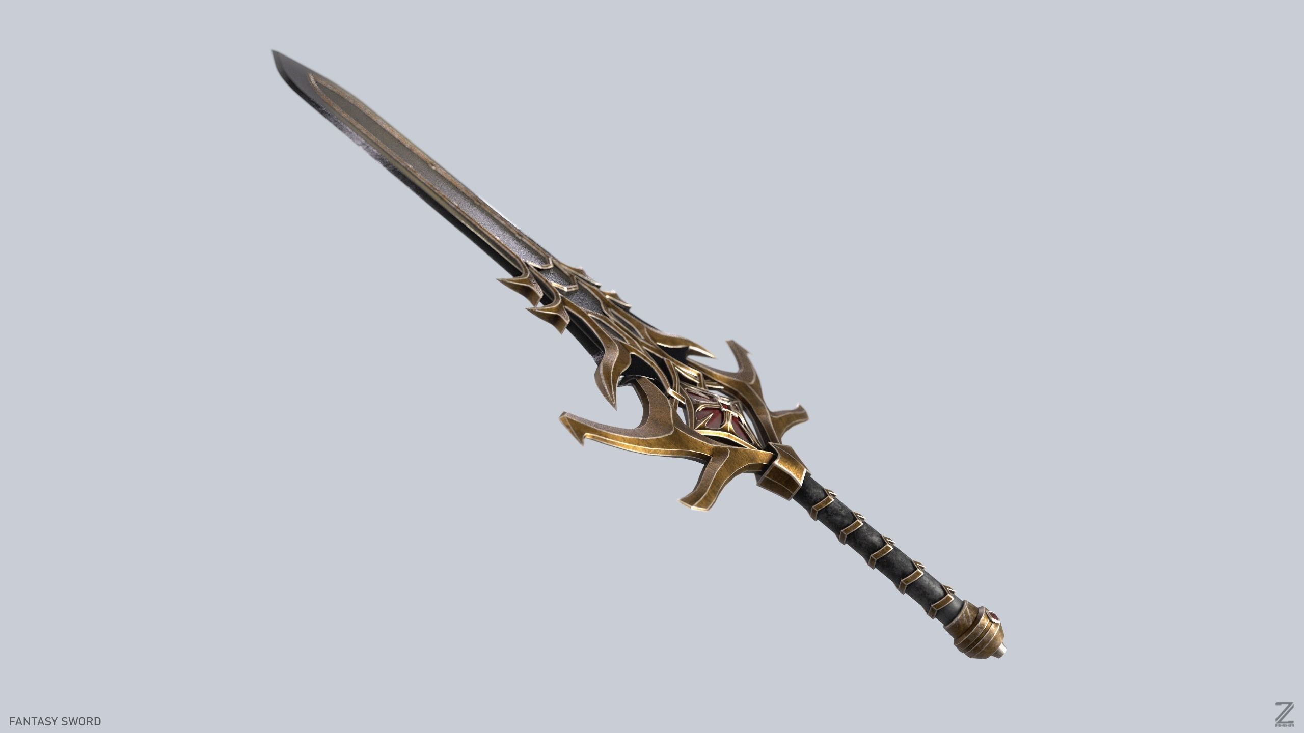 Fantasy Sword Low-poly 3D model_4