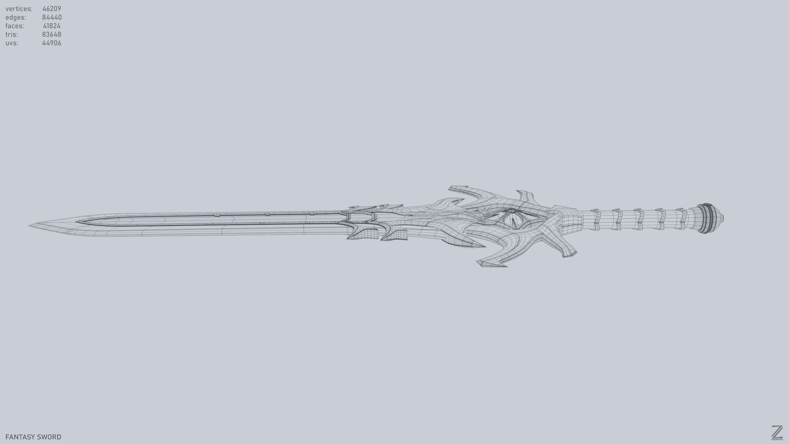 Fantasy Sword Low-poly 3D model_7