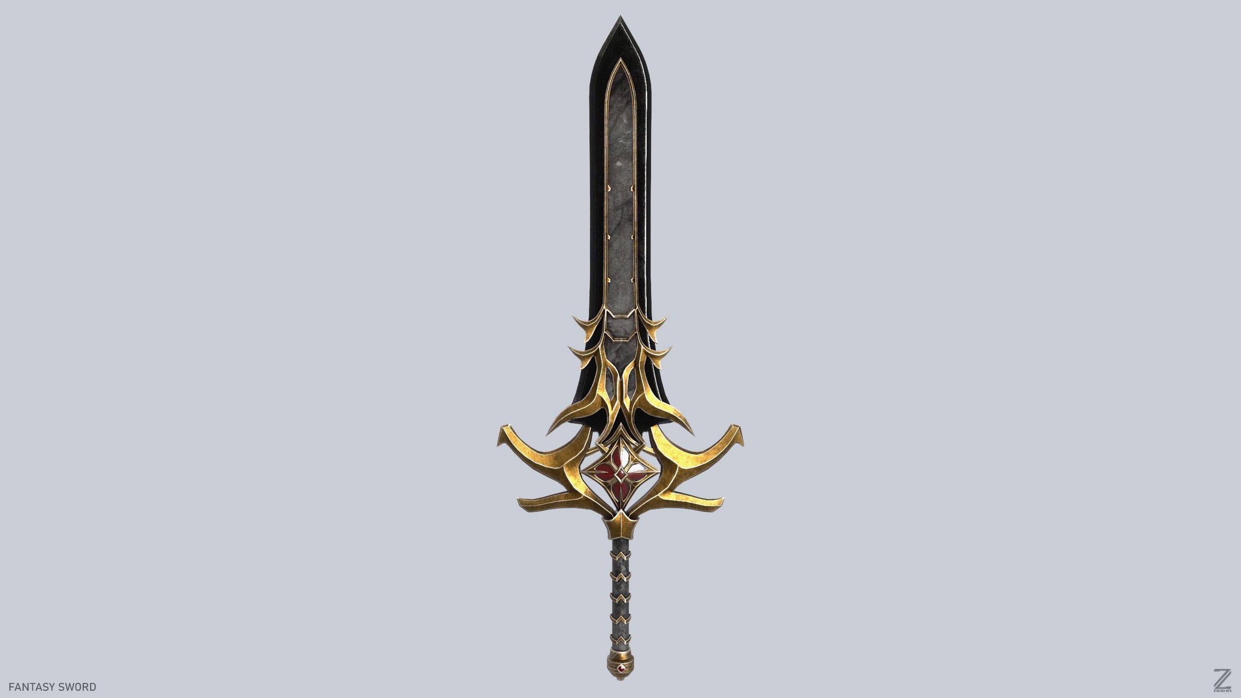 Fantasy Sword Low-poly 3D model_5