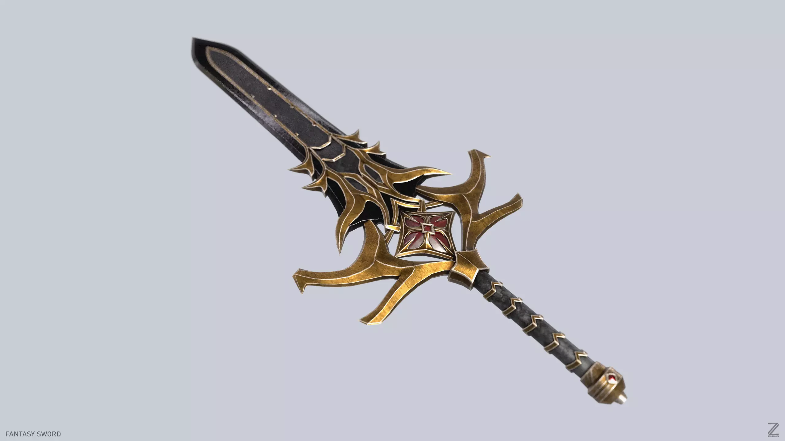 Fantasy Sword Low-poly 3D model_0