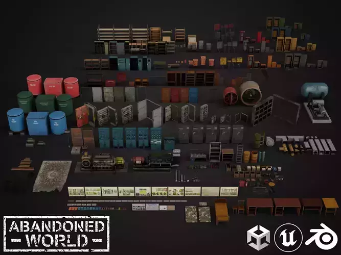 Industrial Underground Props Pack Low-poly 3D model