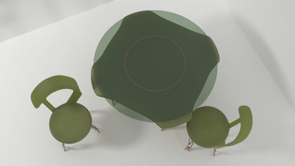 Conceptual table with 2 chairs Low-poly 3D model_3