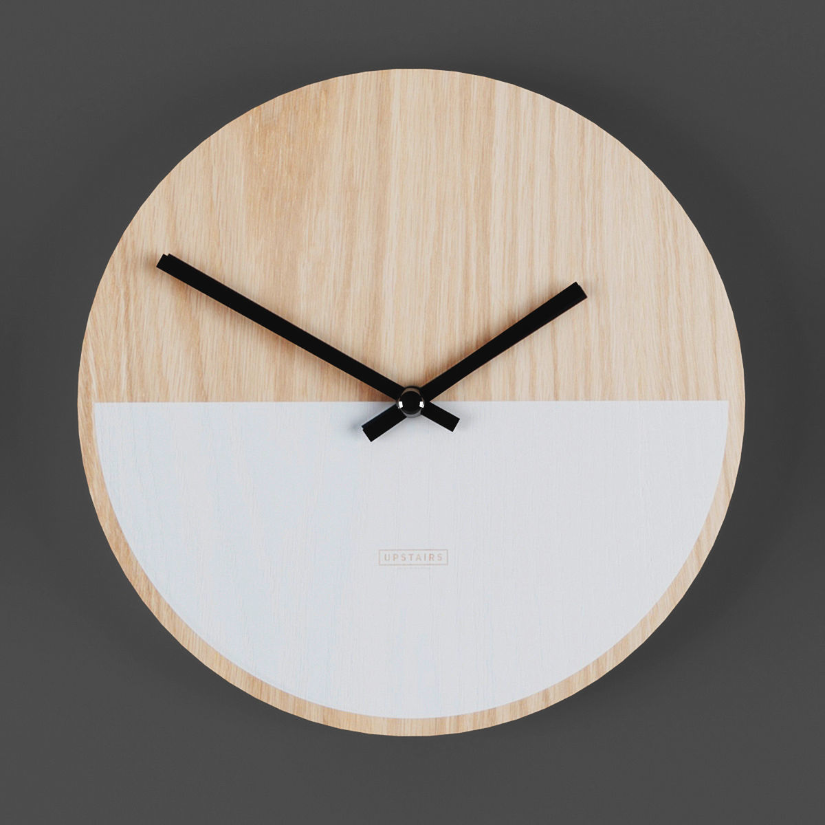 Clock wooden wall with stripes Low-poly 3D model_5