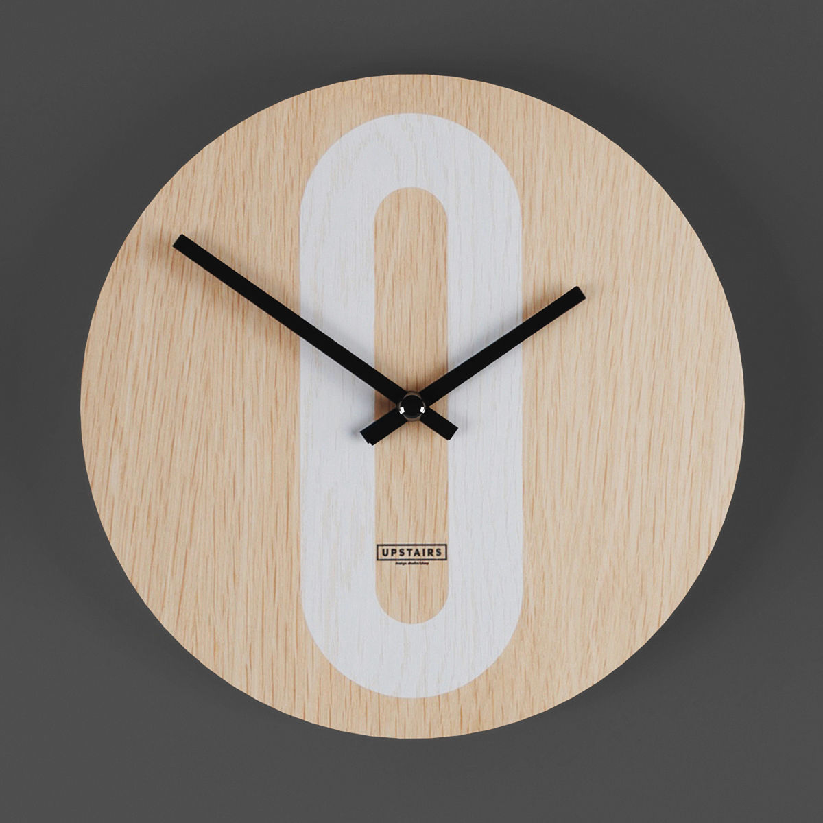 Clock wooden wall with stripes Low-poly 3D model_4