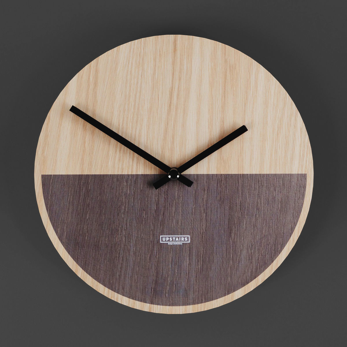 Clock wooden wall with stripes Low-poly 3D model_1