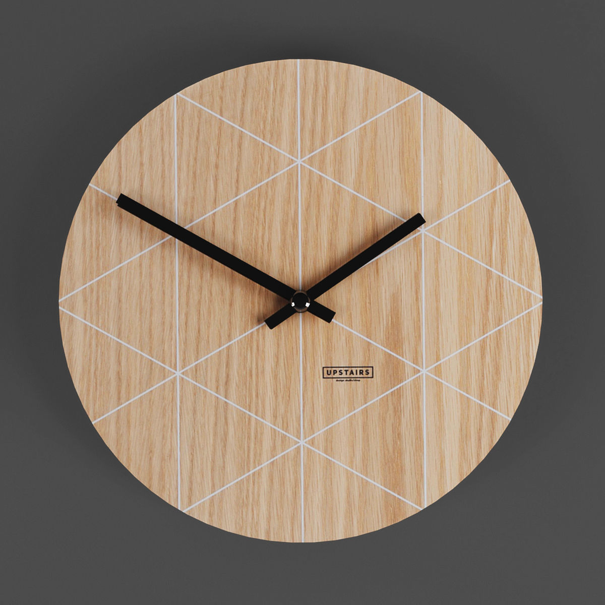 Clock wooden wall with stripes Low-poly 3D model_2