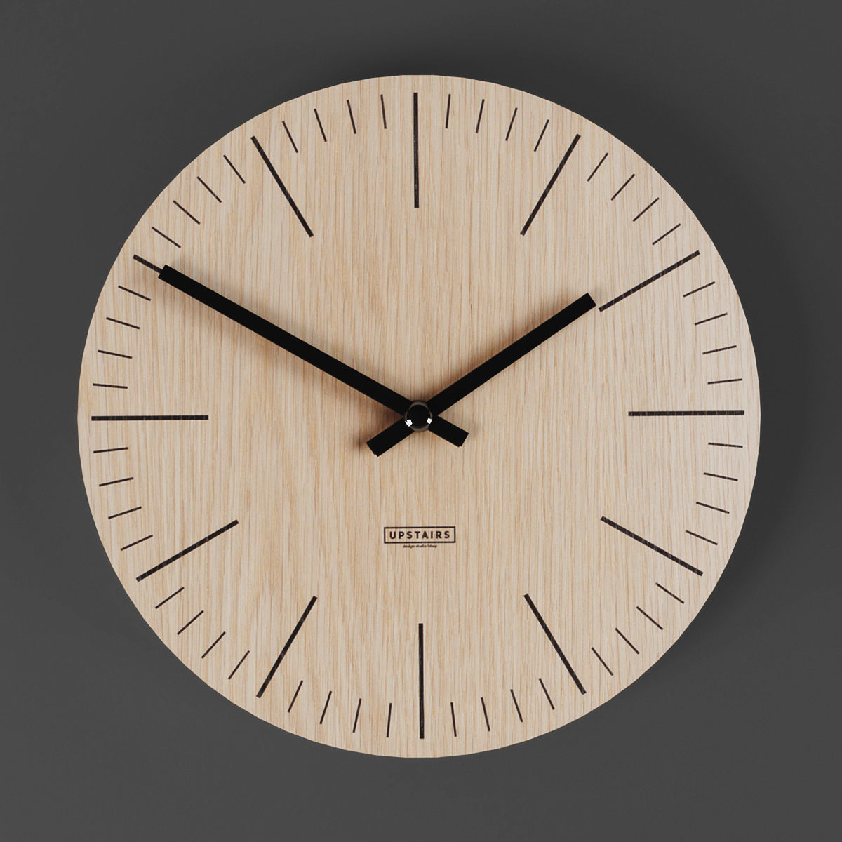 Clock wooden wall with stripes Low-poly 3D model_3