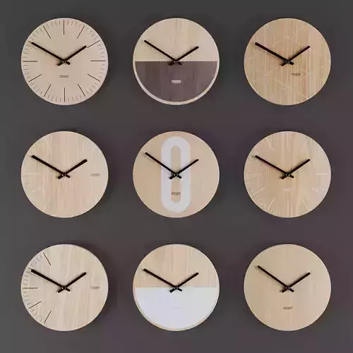 Clock wooden wall with stripes