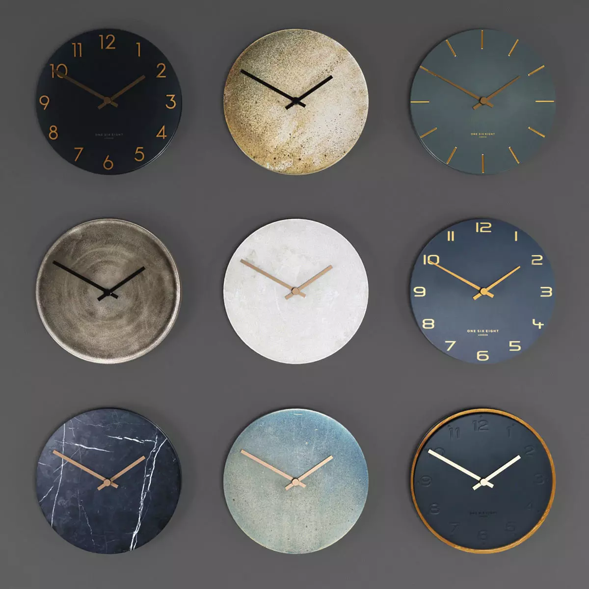 Clock wall with face Low-poly 3D model