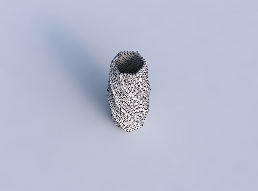 Vase twisted hexagon with bent extruded pattern 3D print model_6