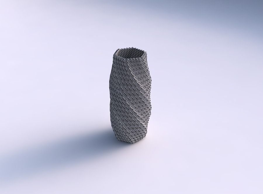 Vase twisted hexagon with bent extruded pattern 3D print model_5