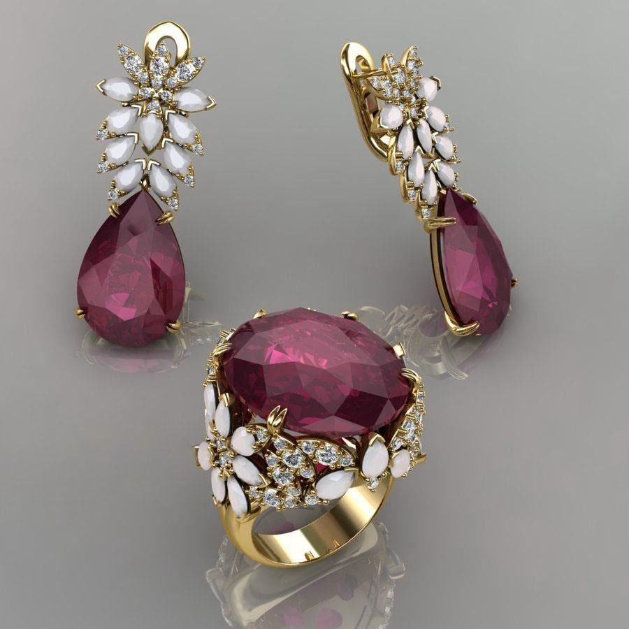 Ring and Earrings 60 3D print model_1