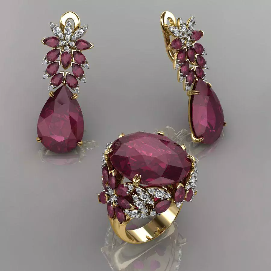 Ring and Earrings 60 3D print model_0