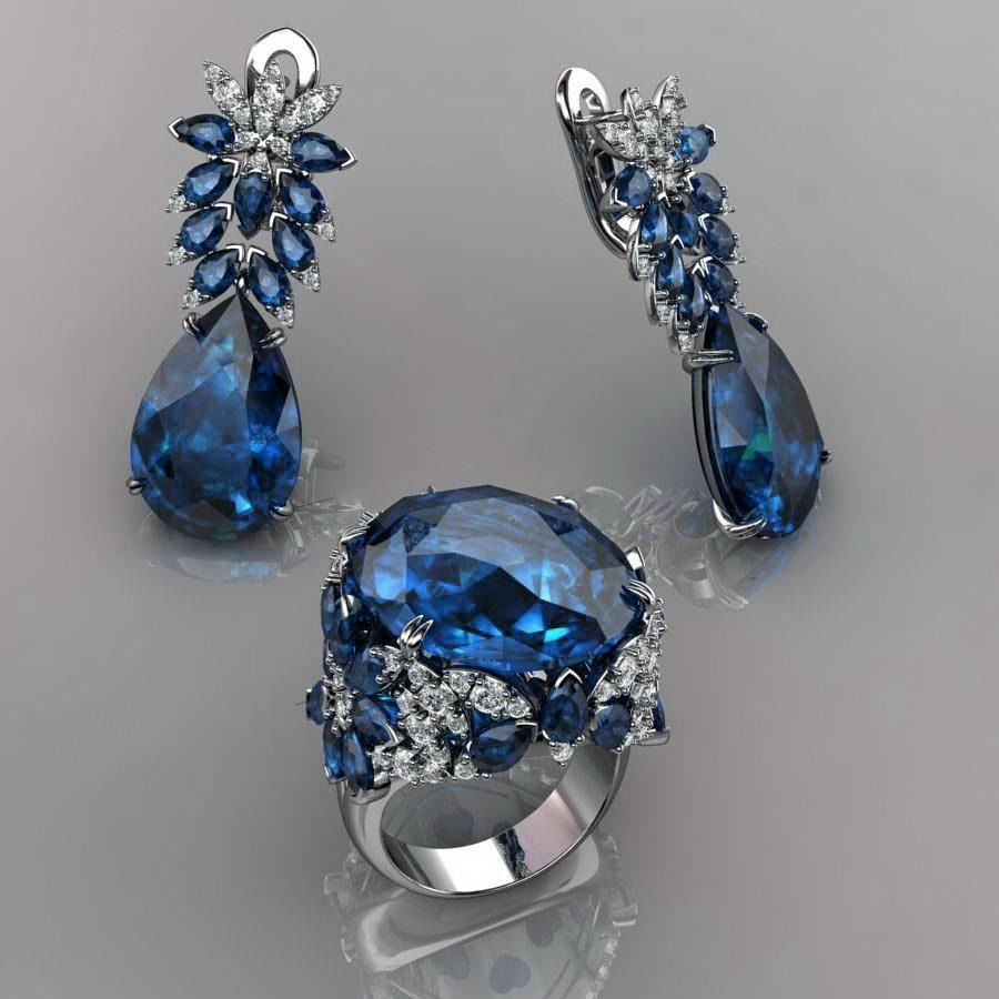 Ring and Earrings 60 3D print model_2