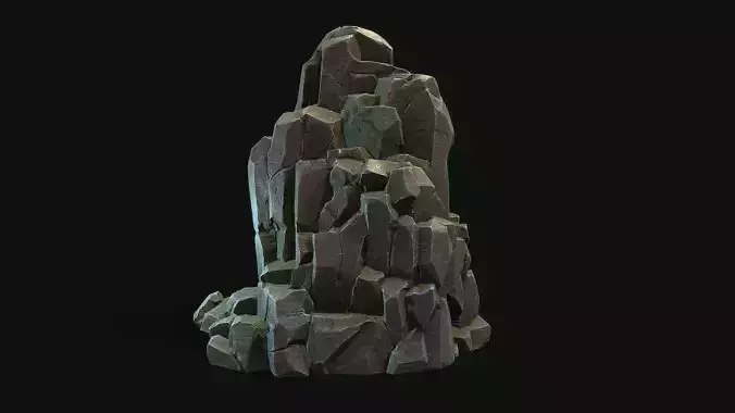 Stylized Gray Stone moss 6 PBR