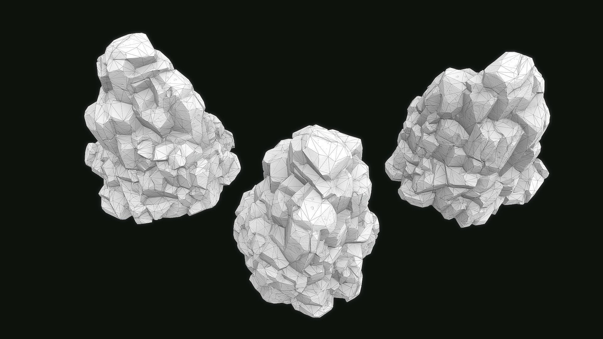 Stylized Gray Stone moss 6 PBR Low-poly 3D model_9