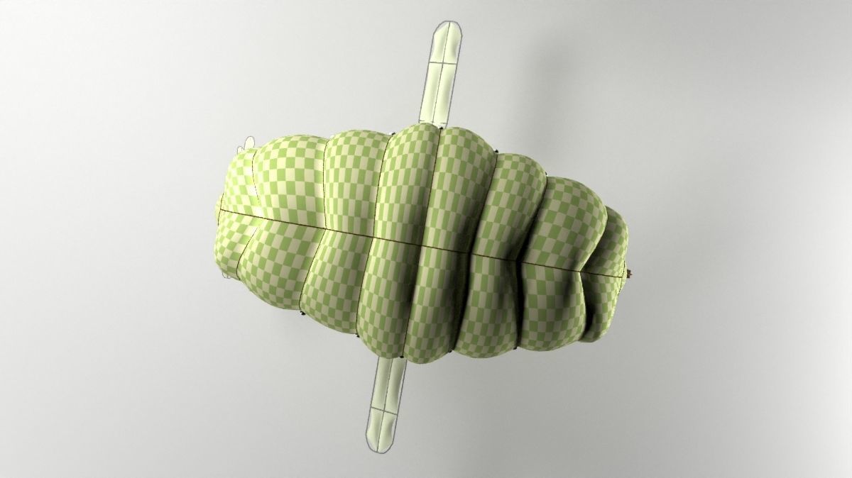 Skyship hot air balloon with boat Low-poly 3D model_3