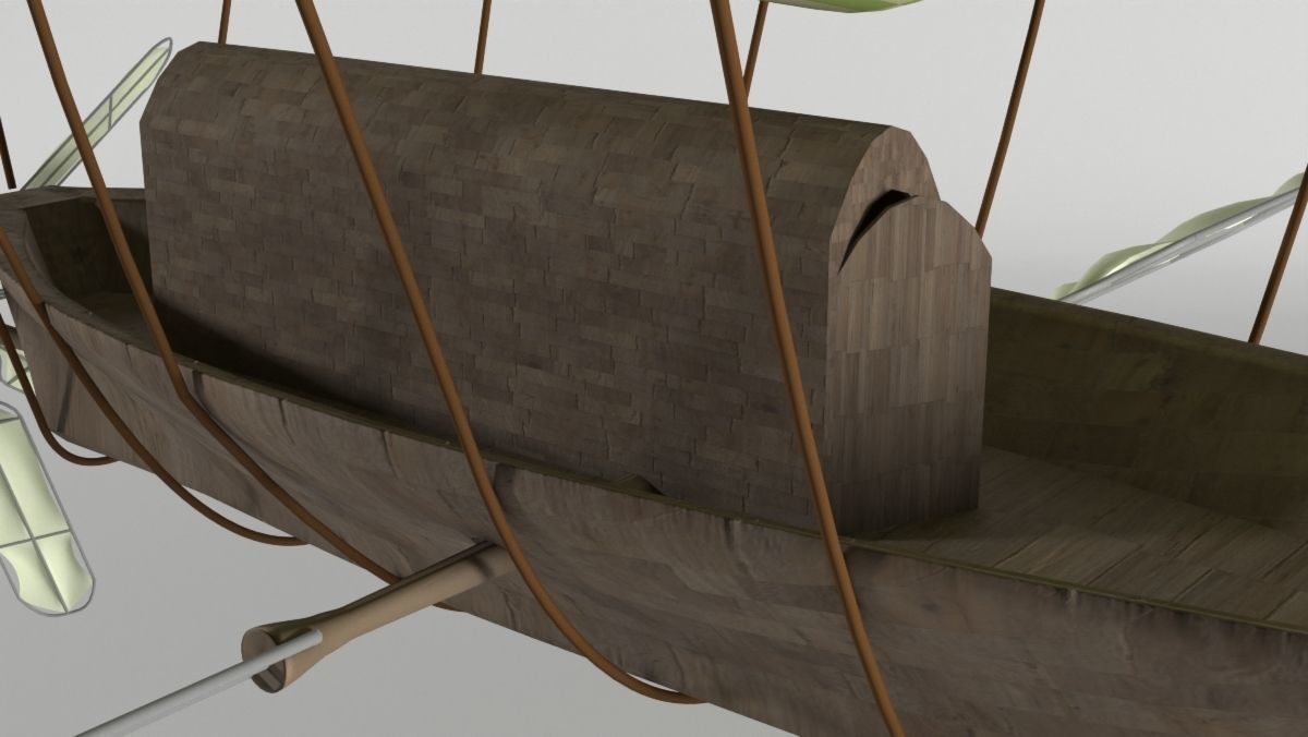 Skyship hot air balloon with boat Low-poly 3D model_4